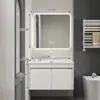 Conjunto de Gabinete de Banheiro de Aço Inoxidável Mais Vendido com Lavatório Integrado e Bancada de Cerâmica