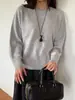 Suéter cardigan de punto redondo/cuello en V cepillado de seda-cachemira-lana para mujer, 26 tops de punto coloridos otoño-invierno