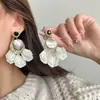 Aretes Redondos de Concha Natural Exagerados, Estilo Bohemio de Resort Costero, Diseño Largo que Hace que el Rostro Parezca Más Pequeño, Aretes Únicos y Elegantes