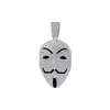 Colgante Grande V de Vendetta Máscara Aleación Rhinestone Incrustado Joyería Transfronteriza Europea y Americana Collar Cubano para Hombres Venta Caliente TIKTOK