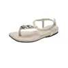 Sandalias Chanclas de Verano 2026 Estilo Retro Resort con Suela Gruesa para Mujer, Chanclas de Playa de Moda Francesa con Punta Cuadrada para Uso al Aire Libre