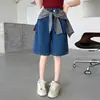 Bermudas Jeans Femininas Verão Estilo Fino 2026 Novas Roupas de Verão Infantis para Meninas Crianças Mais Velhas Calças Capris Shorts