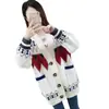 Suéter jacquard de cor contrastante preguiçoso casaco feminino Primavera e Outono Novo estilo coreano versátil solto modelador manga longa cardigã de tricô