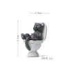 5 Figuras Creativas de Gatos en Posición de Acostado y Sentado con Temática de Inodoro para el Baño, Adornos de Decoración de Dibujos Animados para Escritorio