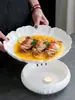 Mesa de Hotel Cerámica Estufa Calefactora Plato Plato de Sopa Hogar Redondo Calentador de Velas Plato Calefactor a Llama Abierta Olla de Sopa