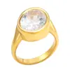 Pulseira Transfronteiriça US Amazon Anel Geométrico de Aço Inoxidável Cravejado de Diamantes Moda Simples Ouro Anel de Zircônia de Proteína de Ganso