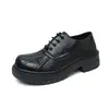Zapatos casuales de cuero liso estilo retro para hombre, talla grande, con cordones, zapatos formales de negocios, zapatos de moda con cordones y suela gruesa