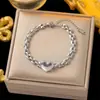 Nuevo Pulsera de Acero de Titanio con Forma de Corazón de Lele Jewelry para Mujer, Cadena Gruesa, Lujo Ligero, Nicho, Versátil, Popular en Europa y América, Estilo Dulce para Mujer
