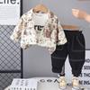 Ropa para niños Traje de ropa de otoño para niños 2025 Nuevo Bebé Niños Estilo Primavera y Otoño Camisa Conjunto de tres piezas Bebé Manga Larga Trendy