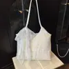 2025 Nova Moda Cor Sólida Lenço de Seda Vazado Casual Casual Bolsa de Ombro de Grande Capacidade Bolsa Tote Bolsa de Mão para o Trabalho