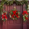 Decoración de Reno de Terciopelo Rojo Adorno Colgante Colgador Clásico para Puerta Decoración de Hotel Corona de Navidad Venta al por Mayor