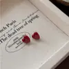 Brincos e Colar de Coração com Zircônia Estilo Retrô de Hong Kong, Simples e Fashion, Conjunto de Joias Versátil, Acessórios de Nicho de Luxo Leve