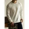 Camiseta de Manga Longa Pesada com Três Pontos 260g para Homens, Estilo Old Money, Outono 2026 Nova Cor Sólida Casual Camiseta Básica Roupa Masculina
