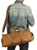 Bolso de Viaje de Mano de Cuero Retro Crazy Horse Bolso de Equipaje Casual Grande de Mano Bolso de Cuero Genuino Bolso Cruzado para Viajes de Negocios