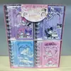Cuaderno de espiral con colgante hueco de Sanrio, cuaderno de espiral de volteo lateral de KT cat y pingüino mascota lindo, bloc de notas de Shiba Inu de frutas