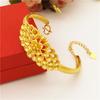 Pulsera de oro vietnamita de larga duración que no se decolora para mujer, boda, moneda europea, chapado en cobre, joyería, pulsera con apertura de flor arenada, venta al por mayor