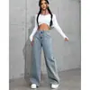 2025 Transfronteiriço Amazon Europeu e Americano Roupas Jeans Verão Novo Design Solto e Moderno Calças Compridas