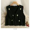 Chaleco de punto con bordado de flores, cárdigan para mujer, prenda exterior, otoño e invierno 2023, top holgado sin mangas con encaje estilo coreano