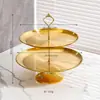 Prato de Doces de Luxo Leve Prato de Frutas Multicamadas Prato de Armazenamento Suporte de Armazenamento Rack de Exibição de Mesa de Sobremesa Rack de Bolo Simples e Moderno