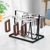 Taza de vidrio de madera transfronteriza taza de té resistente a altas temperaturas taza de sala de estar juego de agua tetera doméstica para hospitalidad juego de taza de agua
