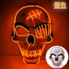 Máscara de calavera blanca con cicatrices de PVC, máscara LED iluminada de Halloween, máscara de luz fría EL, regalo iluminado