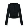 Meila Veste 2023 Camiseta de Gola Redonda com Botões Simples Manga Longa Alemã Camiseta Slim Fit Top de Veludo Fino Interno para Mulheres