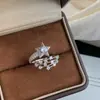 Artesanato Requintado Zircônia Micro-Incustada Anel Aberto Meteoro Deslumbrante Anel Estrela dos Desejos Anel da Celebridade da Internet da Moda Leve Luxo