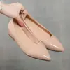 Novos Sapatos com Salto Interno Cor Nude 2025 para Mulheres, Sexy Francês Versátil Elegante Bico Fino Roupas de Trabalho Lindo Sapatos Baixos