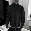 Camiseta Patchwork Desconstruída Americana Gola Redonda Manga Longa para Homem Outono Tendência Marca Solta Boxy Moletom Cor Sólida Camada Base Top