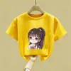 2026 Novo Top de Algodão Puro de Manga Curta de Verão para Crianças Maiores, Camiseta de Manga Curta Fina para Meninas, Roupa de Verão