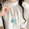 Colar Trançado Artesanal de Estrela-do-Mar de Verão Dopamina Estilo Longo Feminino Estilo Férias na Praia Patchwork Acessório Versátil da Moda