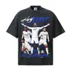 Bellingham La Liga Verano Transfronterizo Retro Americano Algodón Puro Cuello Redondo Peso Pesado Manga Corta Camiseta para Hombres y Parejas Camiseta Versátil
