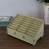 Caja de almacenamiento para teléfono móvil escritorio maestro reunión interior Caja de madera multi-rejilla sin tapa Película templada para teléfono móvil Caja cuadrada de madera maciza