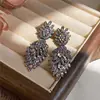 Brincos de Tarraxa com Pingente Irregular de Strass Exagerado Europeu e Americano Design Simples Retrô de Nicho Brincos Ornamentos de Orelha com Sensação de Luxo Leve de Alta Qualidade