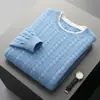 Nuevo suéter de lana de cuello redondo grueso para hombre de otoño e invierno, suéter casual de punto trenzado para hombres jóvenes y de mediana edad, suéter cálido de lana pura
