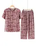 Conjunto de dos piezas de verano para mujeres de mediana edad y mayores: cárdigan fino, blusa holgada de manga corta y pantalones largos, ropa de talla grande para personas mayores