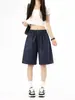 Shorts de Imitación Denim para Mujer, Corte Recto Holgado, Estilo Delgado de Verano, Pantalones de Longitud Media Estilo Hong Kong a la Moda, Pantalones de Cinco Puntos de Marca de Moda