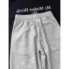 Novo Design Minimalista Versátil Cor Sólida Cintura Elástica Cintura Alta Caimento Calça Casual Perna Larga Americana Calça Esportiva