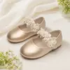 Sapatos rasos femininos versáteis para usar com vestido e no dia a dia, decorados com miçangas e flores, sola macia, bico redondo