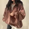 Suéter com zíper para mulheres 2022 nova roupa feminina solta Coreia do Sul fino primavera, outono e inverno espessado com forro de fleece tamanho plus celebridade da internet