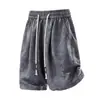 Shorts modernos de estilo americano para hombre, jacquard casual de verano con estampado de rombos, corte holgado, talla grande, pantalones versátiles y elegantes de pierna ancha hasta la rodilla
