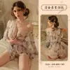 Man Yan Lencería Erótica Sexy Transparente Tentación Oro Flotante Morado Suave Bata Kimono Uniforme 101510