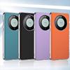 Aplicável a Huawei Mate60Pro + panda costura de couro liso para celular mate60 lente colorida de contraste all-inclusive rs capa protetora