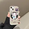 Funda de Teléfono Dibujo de Cachorro Musical para iPhone 17 Pro Max, Superficie de Espejo Electrochapado para iPhone 16/13/14/15