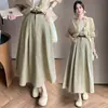 Saia Midi para Mulheres Nova Coleção Primavera/Verão 2026 Cintura Alta Linha A Casual Ol Acima do Joelho Saia Guarda-Chuva Saia Longa Plissada