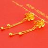 Brincos Flor de Areia Dourada Vietnamita Estilo Étnico da Moda para Mulheres Coreanas com Longa Franja de Latão Banhado a Ouro 24K Brincos de Noiva