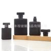 Botella de perfume de vidrio cuadrada negra con rosca, botella de perfume rotativa con atomizador, botella de vidrio transparente, botella de muestra pequeña dividida, venta al por mayor