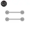 Anillo de Pezón Perforado de Aleación de Titanio F136 Anillo para la Lengua Arcilla Suave Bola Completa de Diamante Clavo para la Lengua Clavo para el Pezón Anillo para el Pezón G23