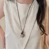 Novo Estilo Colar de Corda Trançada para Mulheres, Corrente para Clavícula Estilo Chinês Novo Retrô, Acessório Longo para Pendurar no Pescoço com Bolinhas
