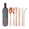 Juego de Vajilla de Acero Inoxidable de Amazon Pajita Cuchillo Tenedor Cuchara Palillos Juego de Siete Piezas Vajilla Portátil para Camping al Aire Libre Viajes